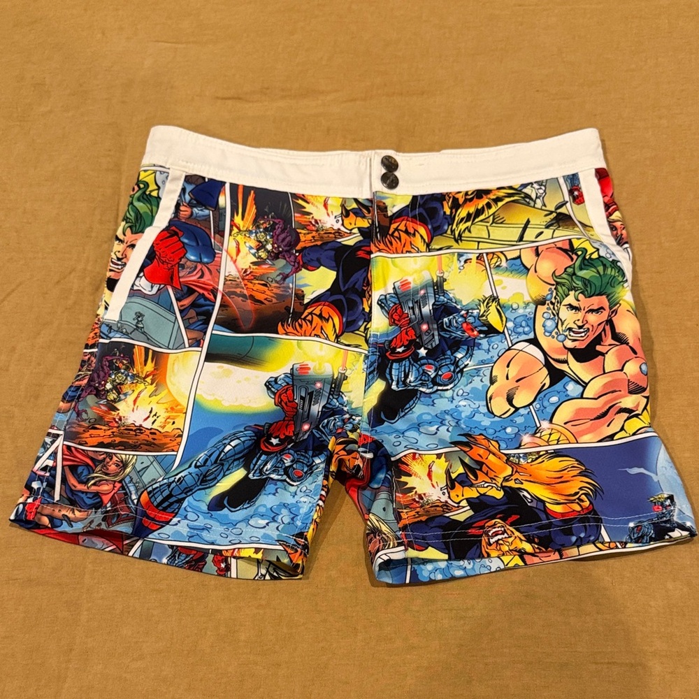 Vibrant Comic Print Men's Swim Board Shorts